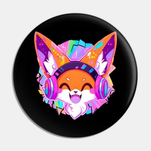 Fox With Headphones Pin