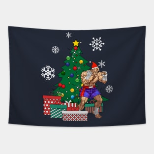 Sagat Around The Christmas Tree Street Fighter Tapestry