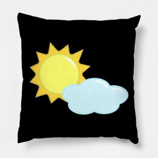 Cute Sun and Cloud Weather Icon in Black Pillow