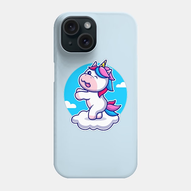 Cute Unicorn Dancing On Cloud Cartoon Phone Case by Catalyst Labs