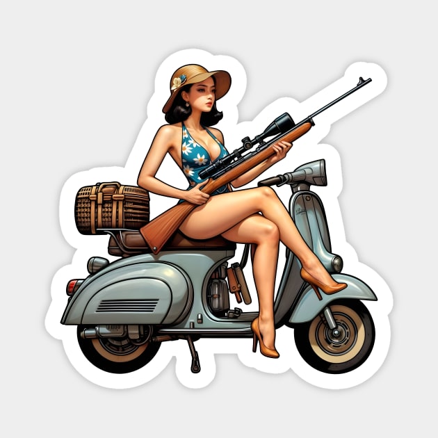 Scooter Girl Magnet by Rawlifegraphic