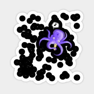 Space Octopus Eating Ice Cream in Space Magnet