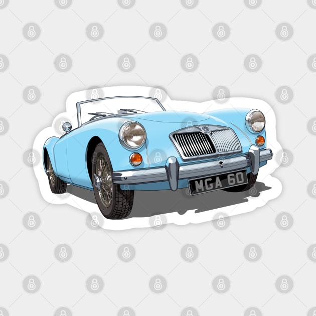 MGA roadster in light blue Magnet by candcretro