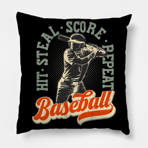 Baseball Lover Vintage Retro Gift Pillow by Foxxy Merch