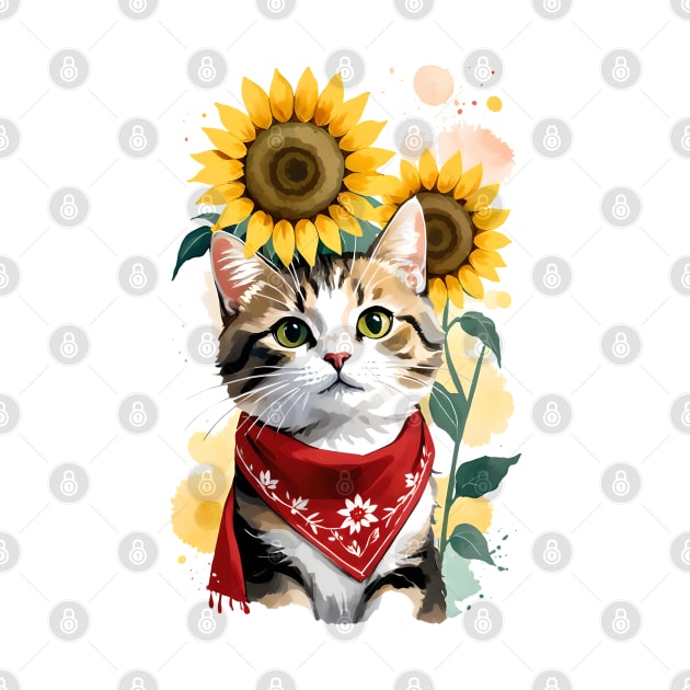 Cat Sunflowers by bobyberto