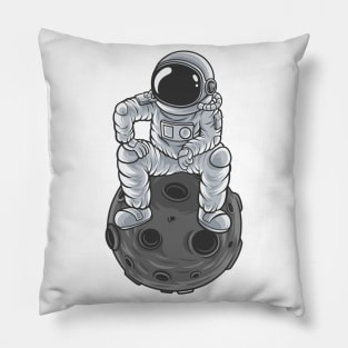 astronaut is thinking something while sitting on the moon Pillow