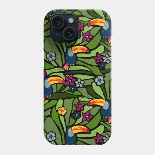 Toucans Between Jungle Leaves Phone Case