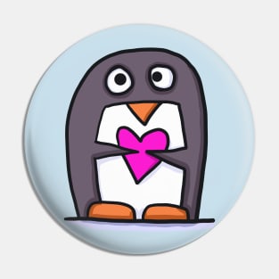 penguin with heart Pin