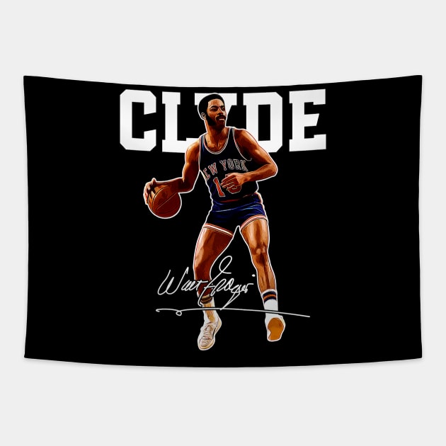 Walt Frazier The Clyde Basketball Legend Signature Vintage Retro 80s 90s Bootleg Rap Style Tapestry by CarDE