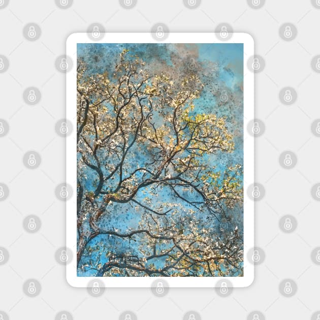 Watercolor tree on blue background #tree Magnet by JBJart