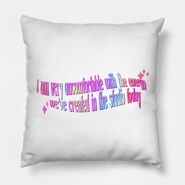 holographic groovy i am very uncomfortable with the energy we've created in the studio today (tiktokquote) Pillow by acatalepsys 