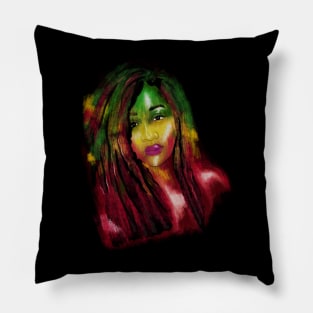 Rasta Woman, African Afro, Jamaica Pillow