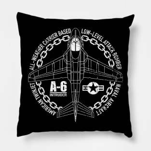 A-6 Intruder Attack Bomber Aircraft Distressed Airplane Art Pillow