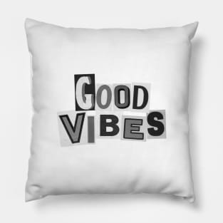 Good Vibes Newspaper Quote Pillow