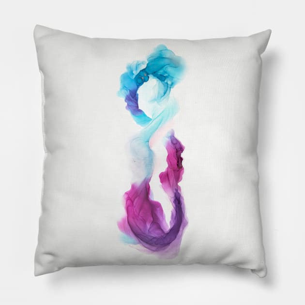 Creative abstract artwork made with translucent ink colors. Alcohol ink. Style incorporates the swirls of marble or the ripples of agate.  Abstract painting, can be used as a trendy background. Pillow by MariDein