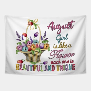 August Girl - Flower Basket Tapestry