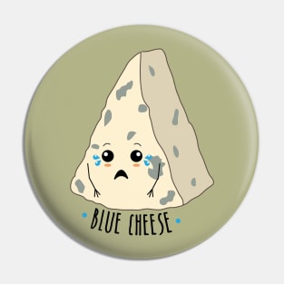 Sad Blue Cheese Funny Food Pun Pin
