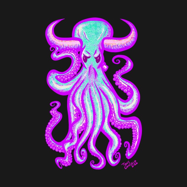 Neon Fallen Angel Octopus by doubletony