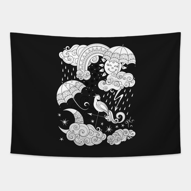 Noncolored Fairytale Weather Forecast Print Tapestry by lissantee