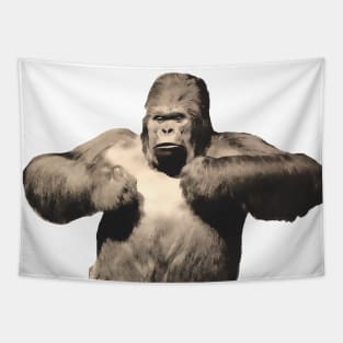 giant gorilla beats its chest Tapestry