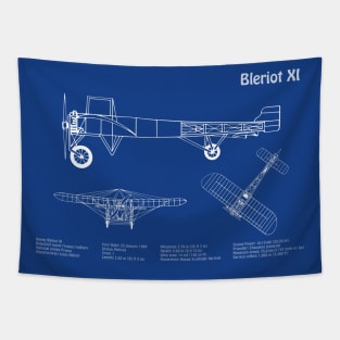 Bleriot XI - Louis Bleriot Airplane Blueprint Plan - ADpng Tapestry