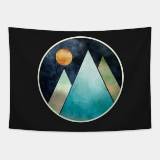 Paper Moon and Mountains Tapestry