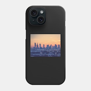 Warsaw city center at sunset, aerial landscape Phone Case