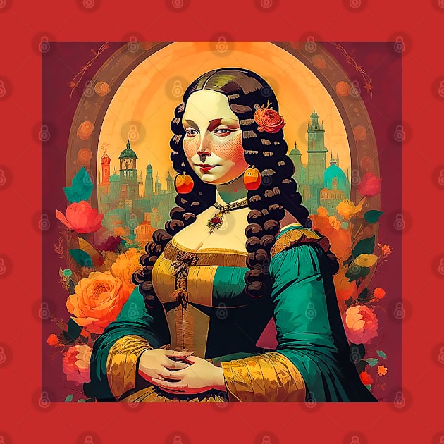 Colored Floral Monalisa by Sauher