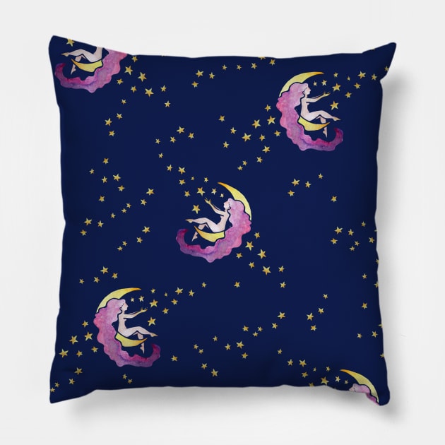 Moon Child Moon Goddess Pillow by bubbsnugg