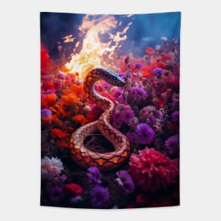 Floral Blaze Serpent 2 Tapestry