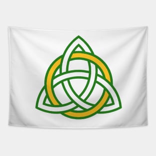 Irish Green Triquetra with Gold Ring Tapestry