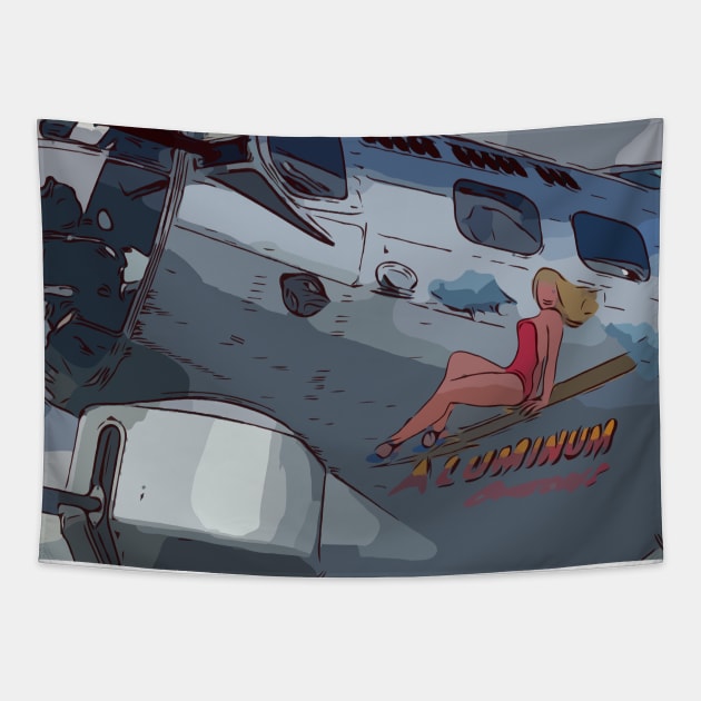 World War II Bomber with Nose Art Tapestry by WelshDesigns