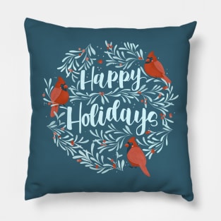 Happy Holiday Cardinals Pillow