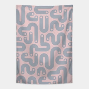 JELLY BEANS Squiggly New Wave Postmodern Abstract 1980s Geometric in Silver Gray with Soft Pink Dots - UnBlink Studio by Jackie Tahara Tapestry