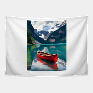 Canada Alberta Travel Poster of Lake Louise, Banff National Park Tapestry