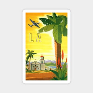 Vintage Travel Poster, a Mission in Los Angeles, California Magnet