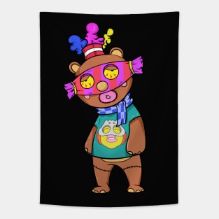 Super cute candy bear character drawing from Slluks original Tapestry