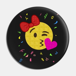 Emoji Birthday Shirt - Girl Heart Kiss Pin