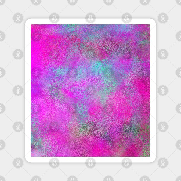 Neon Pink With Blue Paint Brush Spatter Pattern Art Print Pattern Design Magnet by Pattern Plans