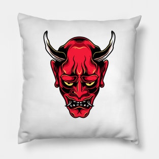 Japanese Oni Mask Tattoo Design Pillow