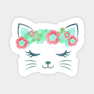 vintage Kawaii cat, kitty kat, flower crown, cute cat, cat party, cat gift, women's cat shirt, pretty kitty, cat lover, cat collection Magnet