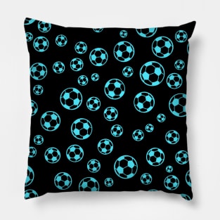 Football / Soccer Colors Balls In Blue Seamless Pattern Pillow