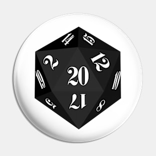 Black 20-Sided Dice Pin