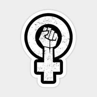 feminist fist, women symbol, girl power, equality women's era (white) Magnet