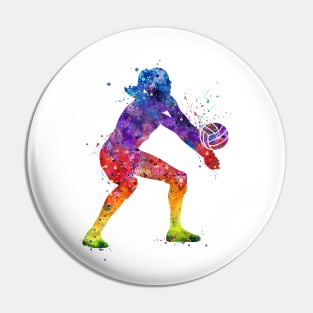 Girl Volleyball Player Watercolor Sport Gift Pin