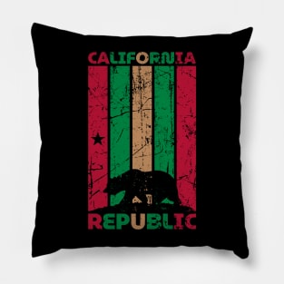 California Republic US State Cool Distressed Bear Silhouette and Star with CA Flag Color STATE-7 Pillow