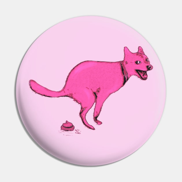 Cute Funny Pink Dog Poo Pin by ROLLIE MC SCROLLIE