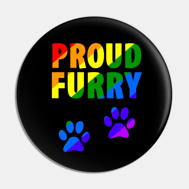 Furry Pride Proud Month Rainbow Paw Print Cute Pin by Mellowdellow