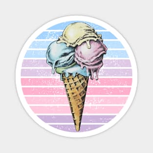 Triple Scoop Ice Cream Ice Cream Cone Ice Cream Lover Holiday Shirt Retro Style Gift Japanese Style Art Magnet