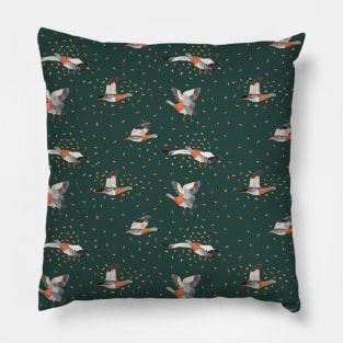 Hand painted ducks flying in autumn Pillow